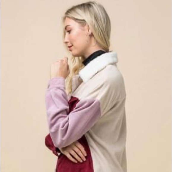 Pink Maroon Colorblock Corduroy Jacket - Picture 3 of 4